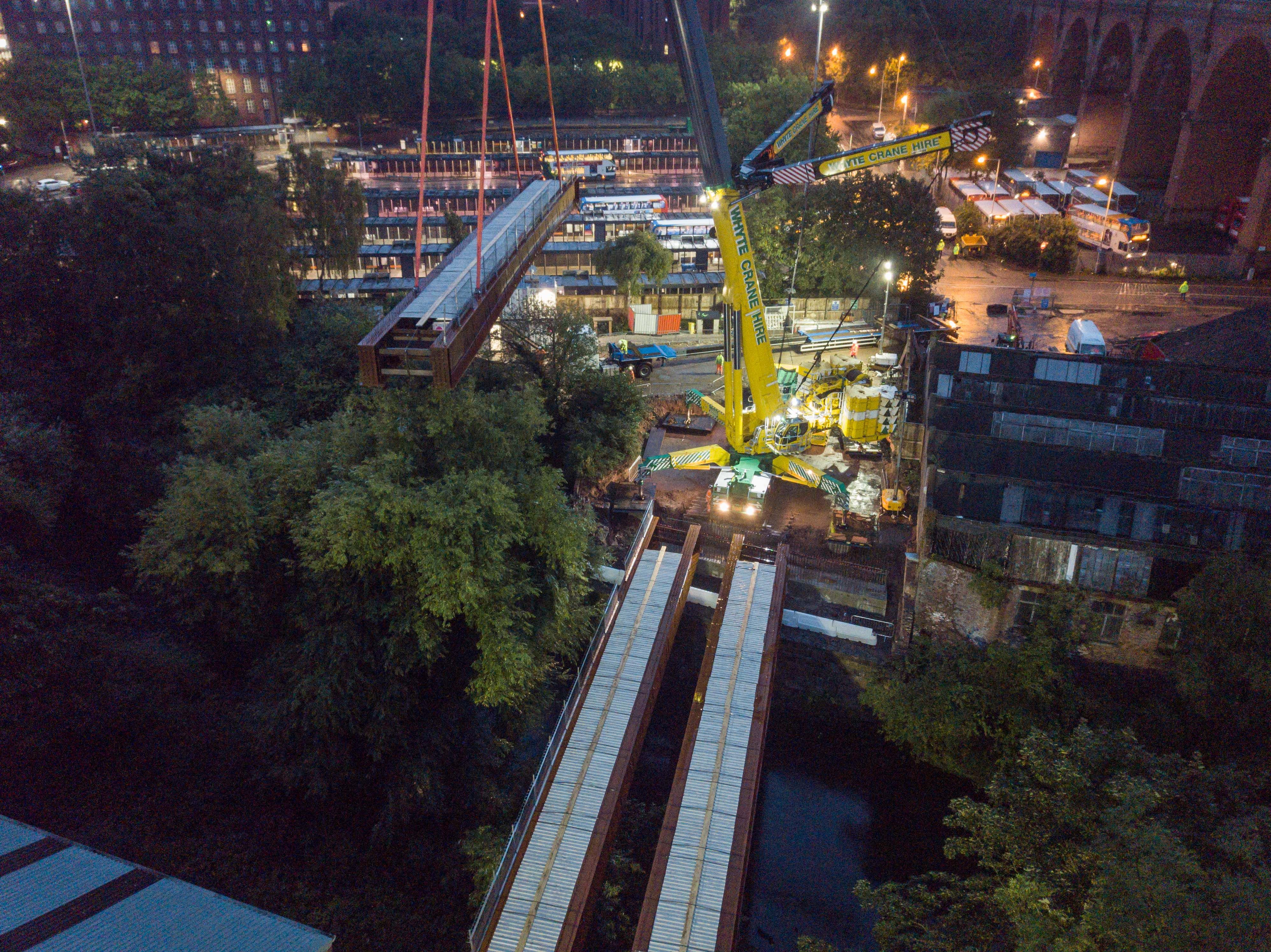 Mersey spanned as new Stockport bridge superstructure lifted into place